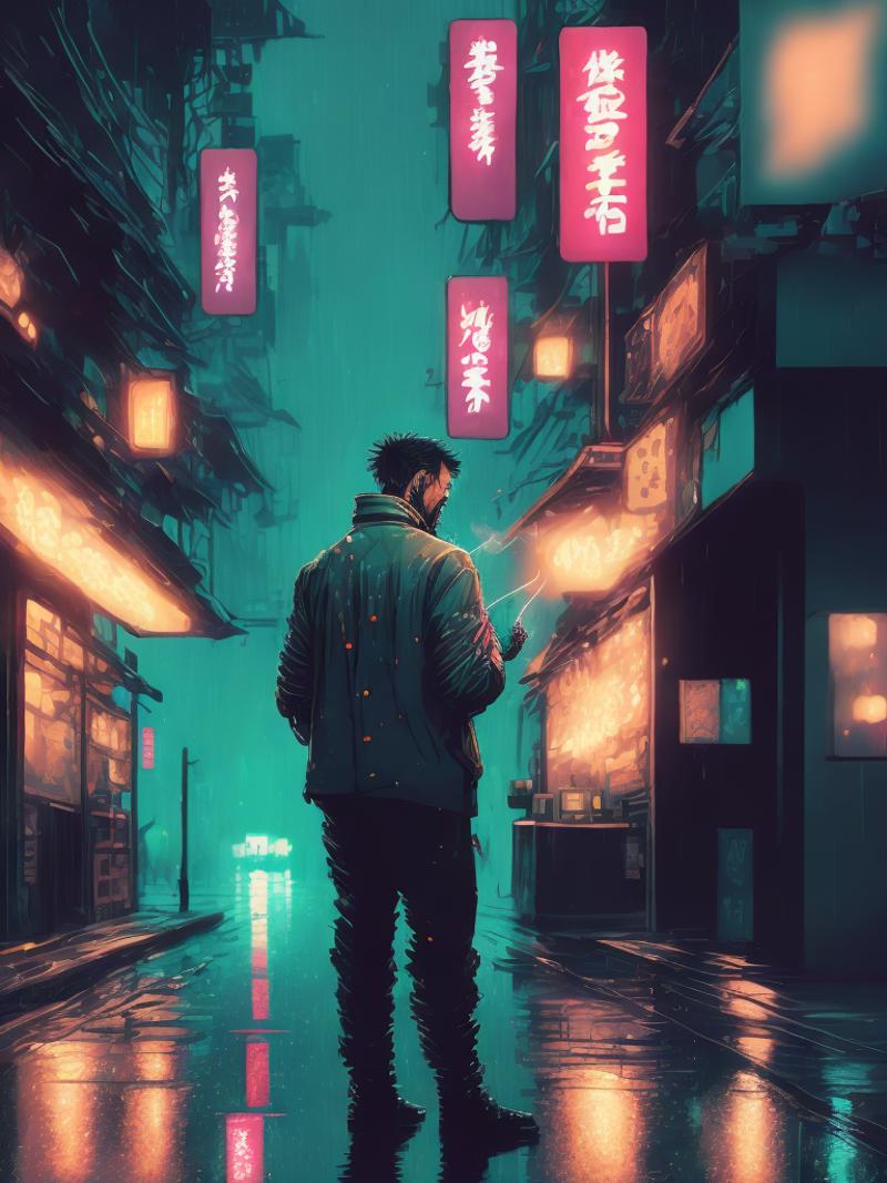 00433-342848538-A man standing on the Street smoking a cigarette in the Rainy Japanese Cyberpunk city, Pixel Art.png